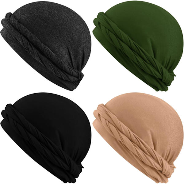 4-delt turban for menn Vintage Twist Head Wraps Stretch