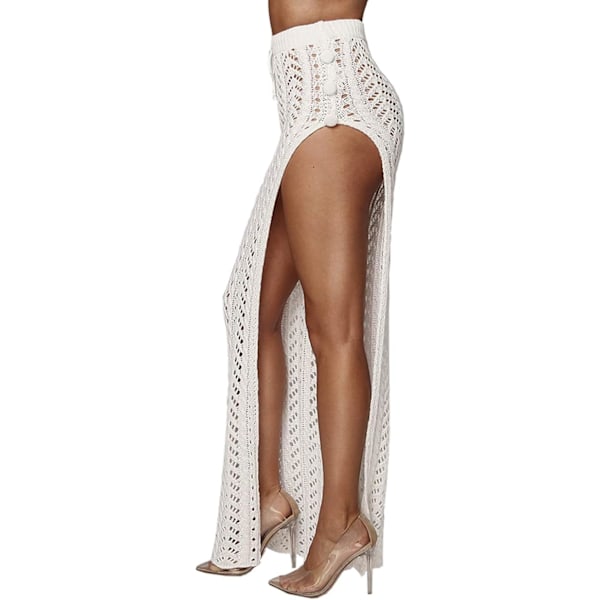 Womens Crochet Strand Kjole Cover Up Sexet Høj Talje Hul Ud Lang