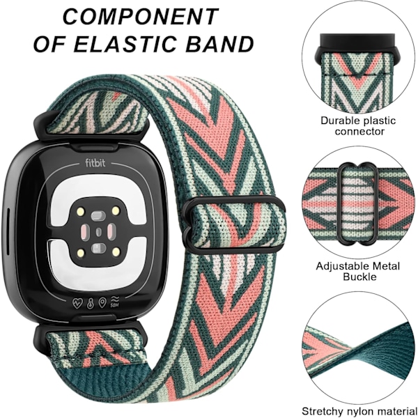 Band til Fitbit Versa 3/ Fitbit Versa 4 Smartwatch, 3-pak holdbar