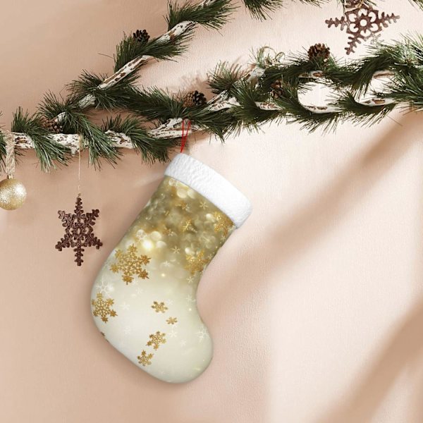 Gyllene Silkeströmpor för Juldekoration :: 17,7 Tums Presentpåsar för Festliga Semesterdekorationer Ornament (1-pack)