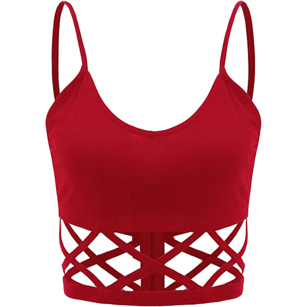 Kvinners Sexy Stropper Ermeløs Utstanset Kryss Kryss Glidelås Kort Cami Tank Top