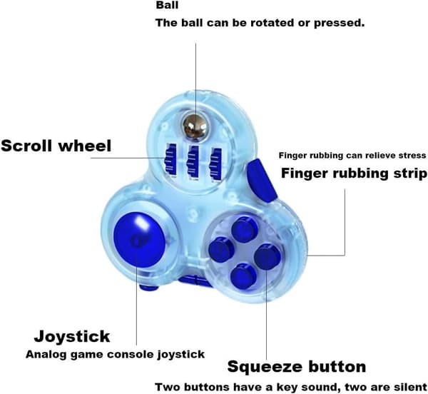 Fingertupp Kontroller Pad - Spinnerleke for ADHD/Autisme - Stresslindring (Blå)