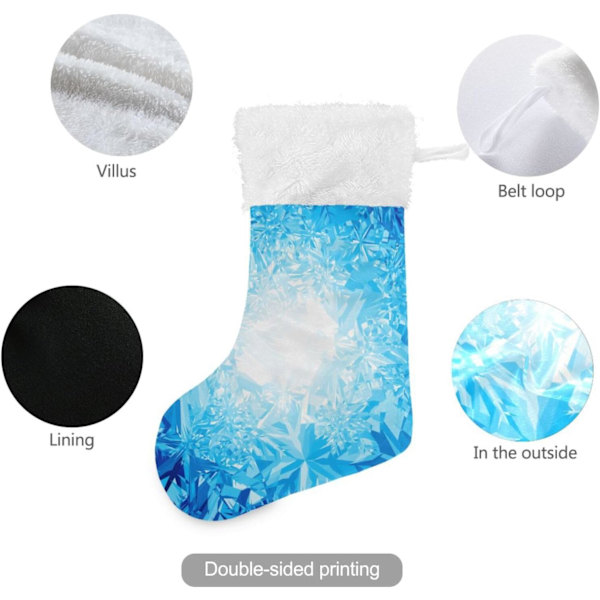 Julklapp, Personliga Julklappsstrumpor 2-pack Jul Fantasy Blå Snöflingor 45,7 cm Julstrumpor Hängande Ornament Kam