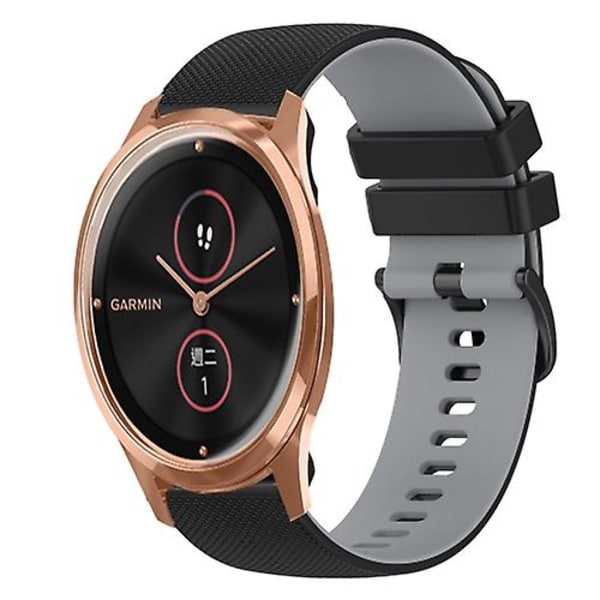 Til Garminmove Luxe 20mm Ternet To-farvet Silikone Urrem KNK Black-Grey