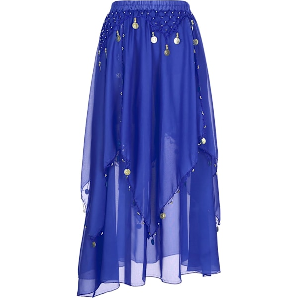 Kvinnors magdanskläder magdans spets 3/4 Flare Sleeve Crop Top med mynt chiffong danskjol set #01royalblue X-Large #01royalblue X-Large