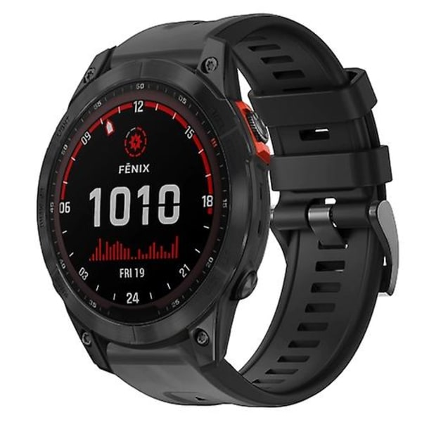 Til Garmin Fenix 7 Solar Metal Spænde Solid Color Silikonurrem FLB Black