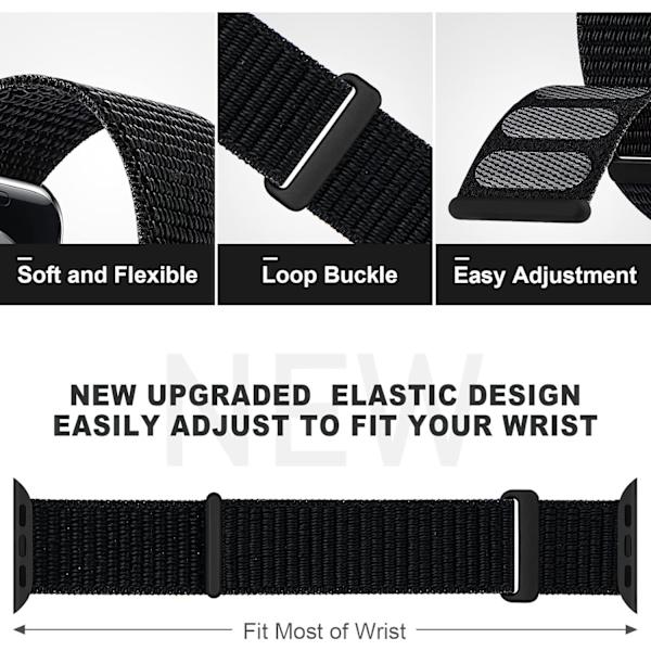 Nylon sportband kompatibel med Apple Watch Band 38mm 40mm 41mm 42mm