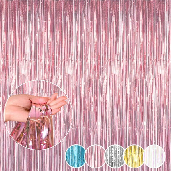 Rosa metallisk glitterfolie fransgardiner - Party Photo Booth Backdrop