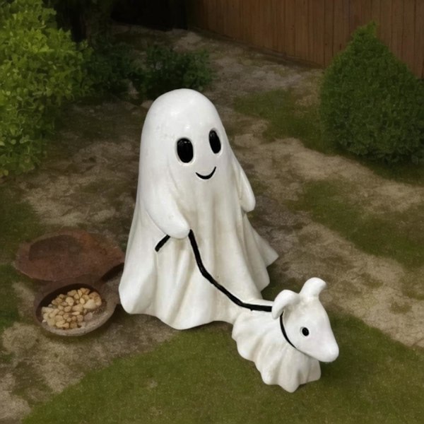 Ghost Dog Dekorationer 15,7 tum, Rolig Stor Spöke Gående Hund Spöke Gående Hund Staty för Gård, Trädgård, Hem, Inomhus, Utomhus, Bordsskiva 15,7 tum