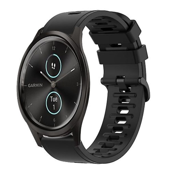 Til Garmin Garminmove Style 20 mm ensfarvet blødt silikone urbånd QEY Black