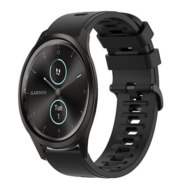 Til Garmin Garminmove Style 20mm Ensfarvet Blød Silikone Urrem QEY Black