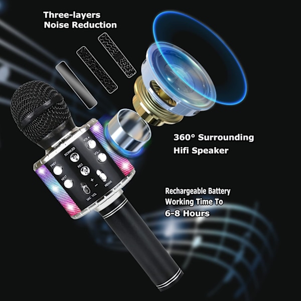 Trådløs Bluetooth karaoke mikrofon til børn, bærbar