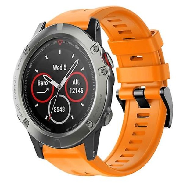 For Garmin Quatix 5 Metal Spænde Solid Color Silikonurrem XWZ Orange