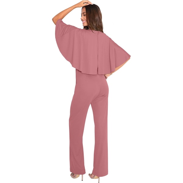 Dam långbyxor Cape kortärmad V-ringad fickor Jumpsuit Romper