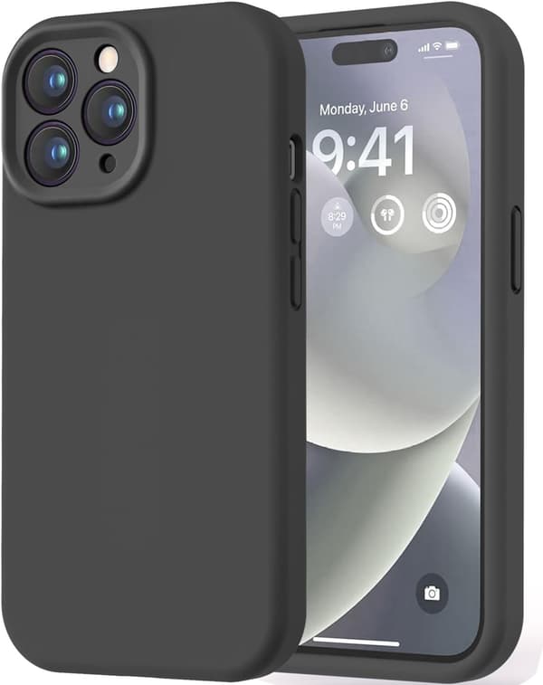 Premium silikondeksel til iPhone 14 Pro Max - Ripebestandig mikrofiberfôr, støtsikkert, 6,7 tommer
