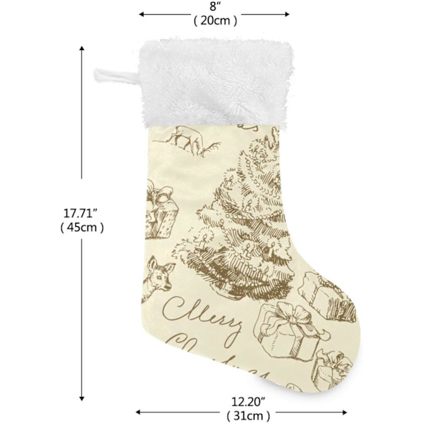 Julklapp, Personliga Julklappsstrumpor 2-pack Julgran Rensa Retro Jul 18 tum Julstrumpor Hängande Ornament Eldstad för Ba