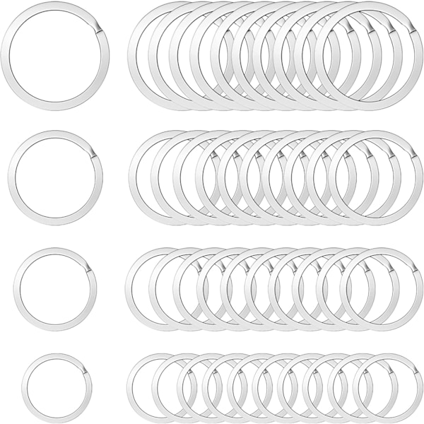 Key Rings Bulk - 60PCS Flat Keychain Ring Split Key Ring for Home Car Keys (Silver)