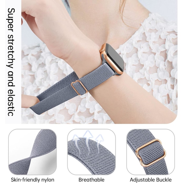 Tunt, elastisk band som er kompatibelt med Apple Watch - 44 mm