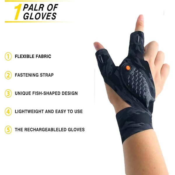 LED Ultra Bright Flashlight Gloves, Upgrade USB Rechargeable LED