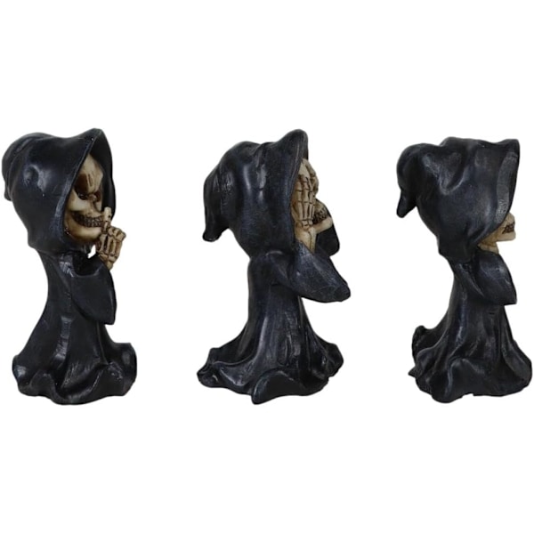 Ebros Gave Gotisk Alkymi Nekromanti Magi Se Høre Tale Intet Ondt Grim Reaper Skelet Figurer Chibi Sæt af 3     Dekor Ossuarium Kirkegård
