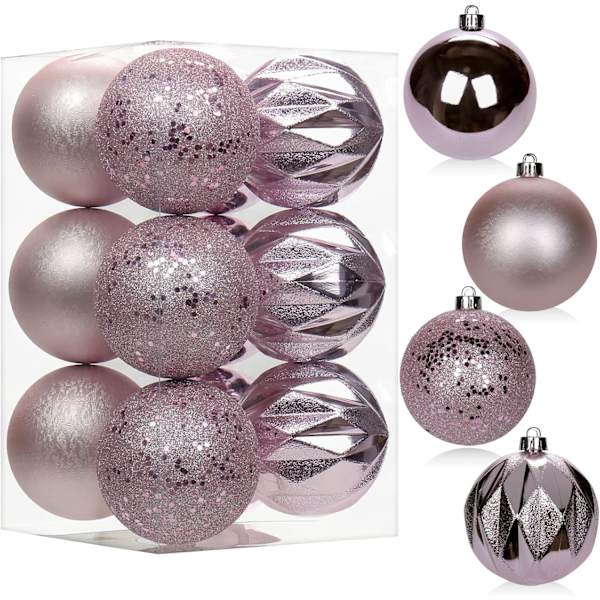 12 st 3,15\" julgranskulor julgransdekorationer krossäkra rosa julgran