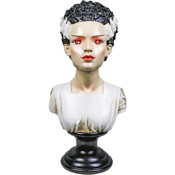 Ebros Gift Day of The Dead The Bride of Frankenstein Bust Figurine with Red Bloodshot LED Light Up Eyes 13.5" H Gothic Macabre Fantasy Multi Colored