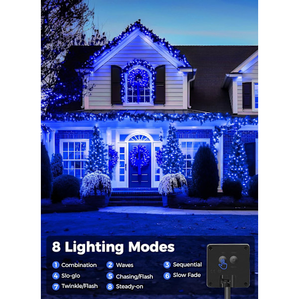 Solcellsbelysning för utomhusbruk, vattentät, 2-pack totalt 80 fot 200 LED-solcellslampor med 8 lägen, solcellsbelysning för utomhusbruk, solcells ljusslinga