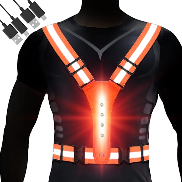 LED Reflective Running Vest with High Visibility Safety Lights.USB