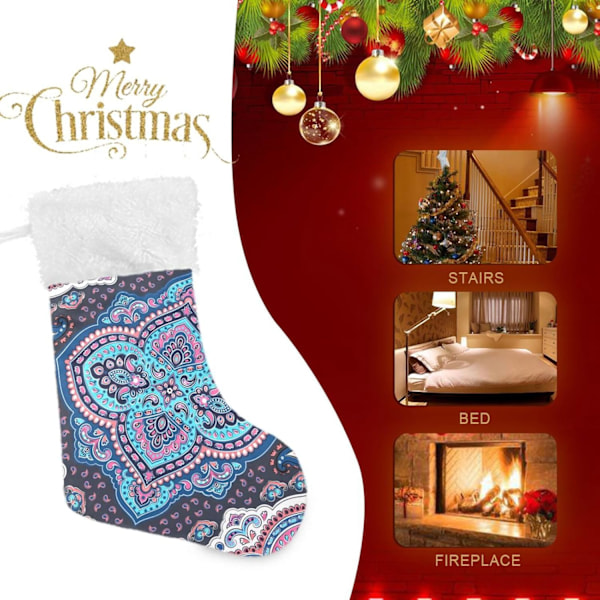 Julklapp, Personliga Julklappsstrumpor 2-pack Bohemian Mandala Aztec 45,7 cm Julstrumpor Hängande Ornament Eldstad för Träd