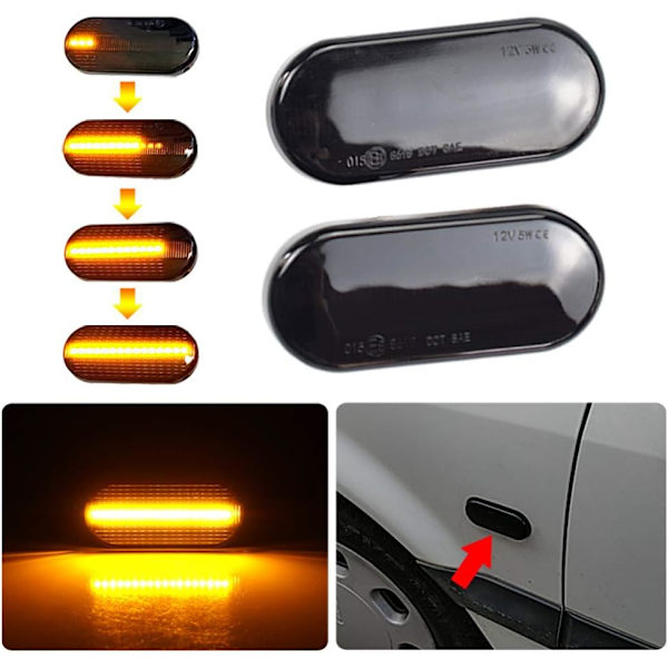 Dynamisk LED sideindikator til VW Bora, Golf, Passat, Polo, Sharan, Vento (sort)