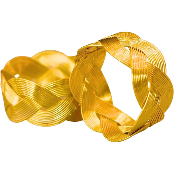 Flettet gullserviettringer, sett med 12, elegante gullserviettholdere, bryllup