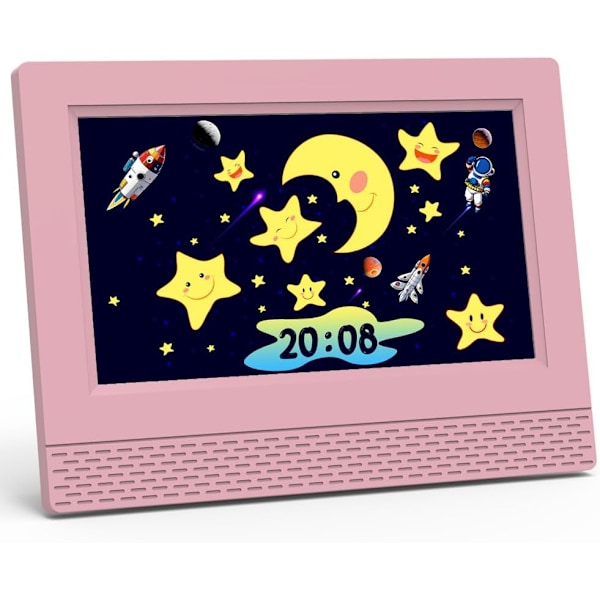 Digitalt vækkeur med 7'' HD-skærm, kalenderfunktion, perfekt til børn i alderen 32 år, en fantastisk gave til fødselsdage, pink