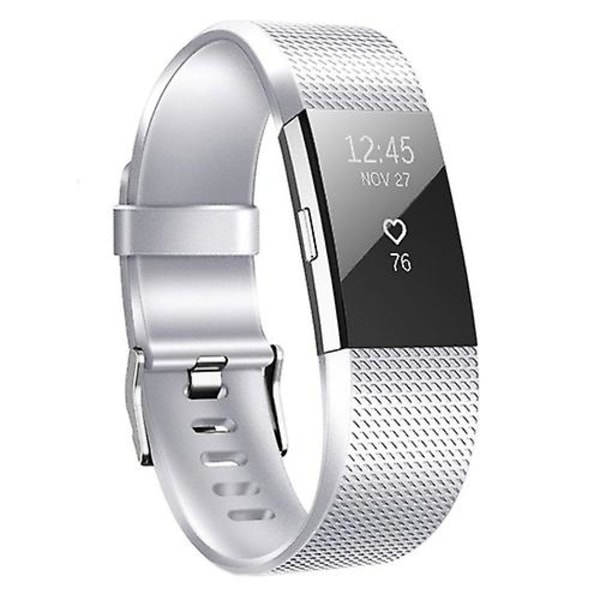 För Fitbit Charge 2 Rutig Metallklockarmband DFC Silver