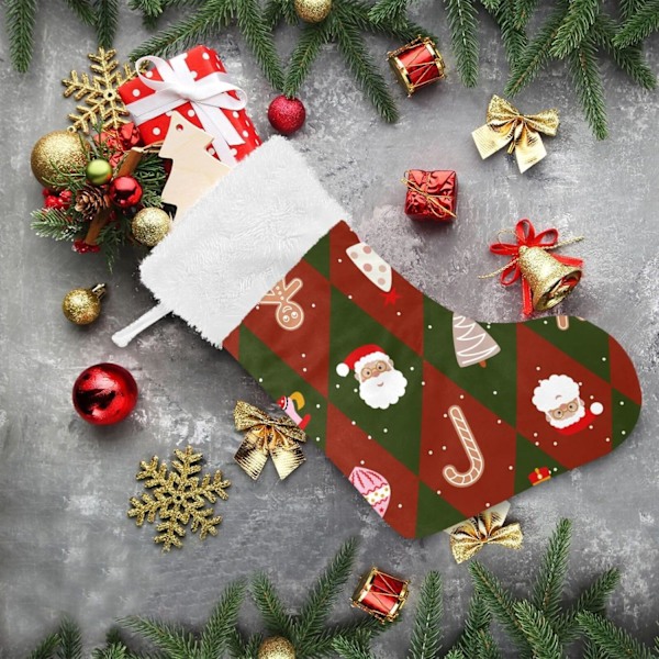 Julklapp, personliga julklappsstrumpor 2-pack Buffelrutig Pepparkaka Jul 45,7 cm Julstrumpor Hängande Ornament Eldstad