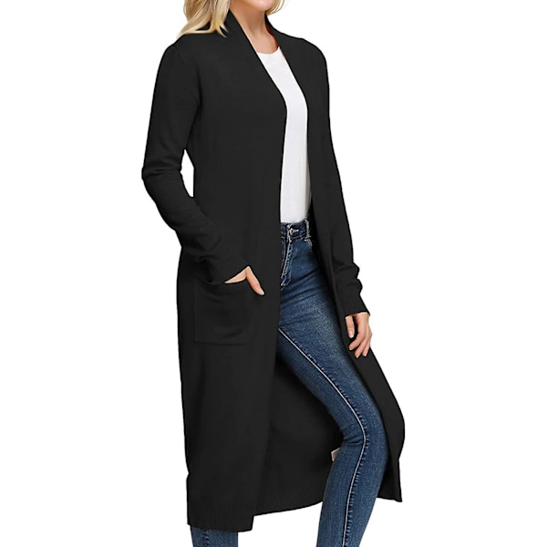 Essential Solid Open Front Maxi Long Knitted Cardigan Sweater För Kvinnor M