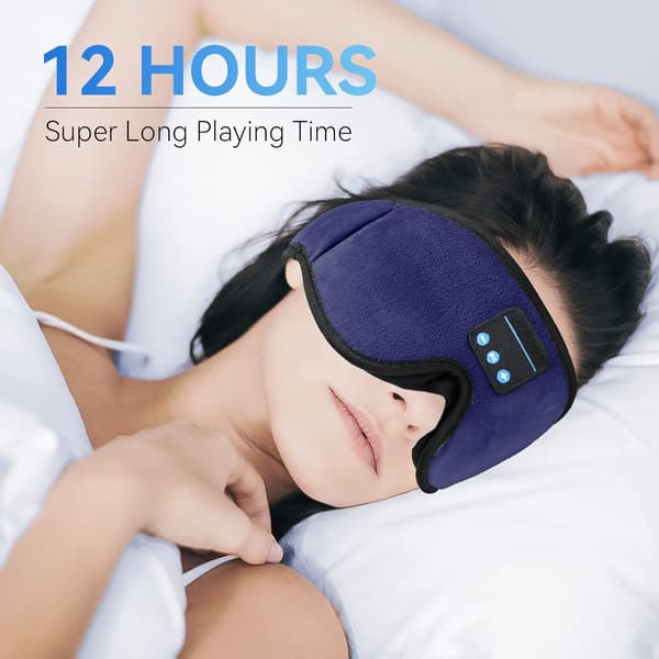 3D Bluetooth Søvnmaske - Vaskbar med Ultratynne Stereohøyttalere & Mikrofon for Søvnløshet & Reise (Blå)