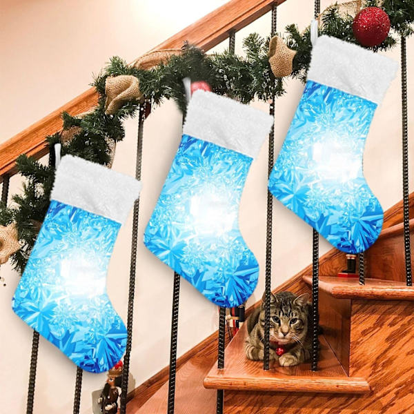 Julklapp, Personliga Julklappsstrumpor 2-pack Jul Fantasy Blå Snöflingor 45,7 cm Julstrumpor Hängande Ornament Kam