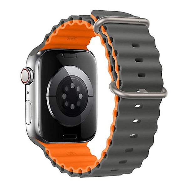 Rem för Apple Watch Ultra Band 49mm 44mm 40mm 45mm 41mm 42mm 45 Mm Watchband Silikonarmband Iwatch Serie 7 8 4 5 6 3 Se Grey-orange 42mm 44mm 45mm 49mm