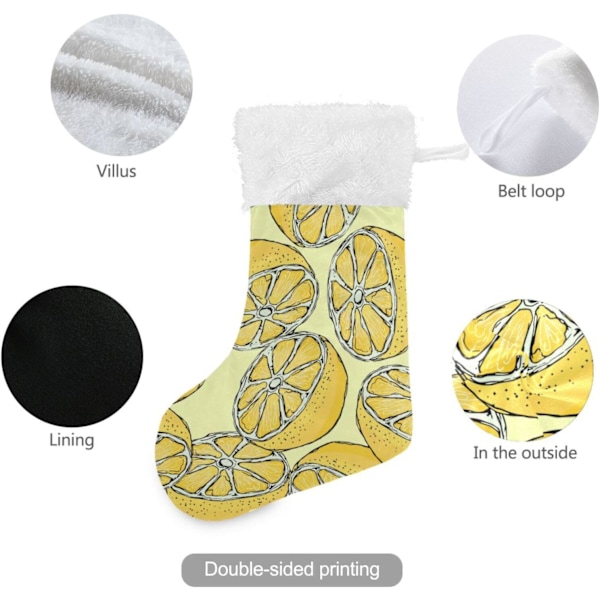 Julklapp, personliga julklappsstrumpor set om 2 citroner 45,7 cm julstrumpor hängande ornament spis för träddekoration  17.71x