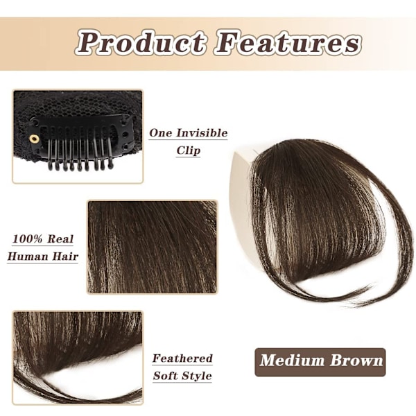 Clip-in lugg for kvinner 100% ekte hår extensions Wispy lugg Fringe