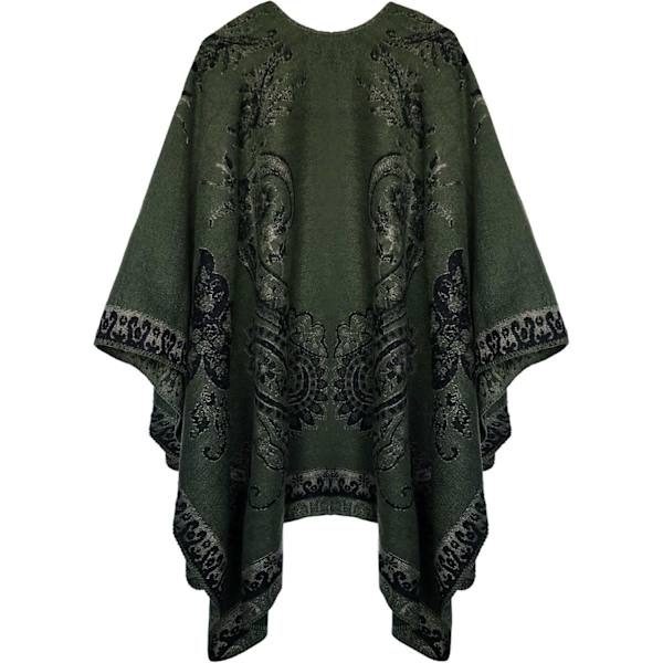 Färgblock Dam Schal Wrap Snygg Öppen Front Poncho Cape