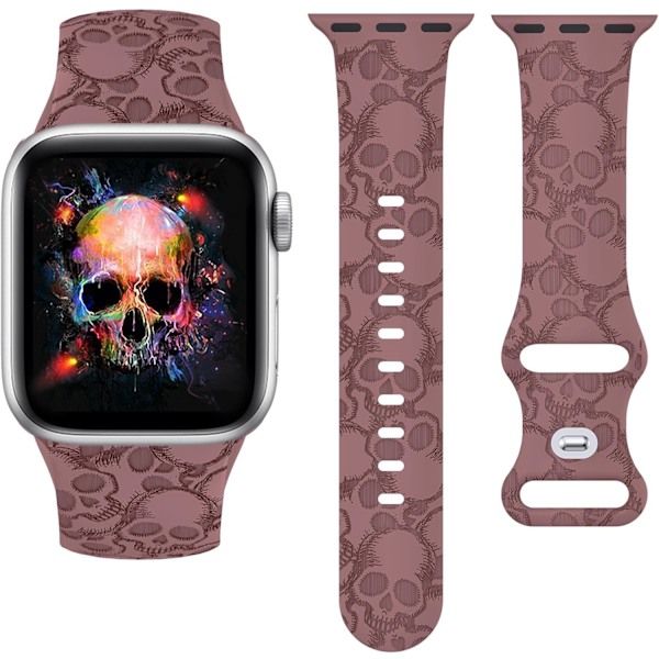 Halloween-skallegraverat silikonband som är kompatibelt med Apple Watch