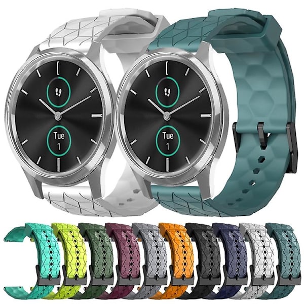 För Garminmove Luxe 20mm Fotbollsmönster Solid Color Silikon Armband BQW Black