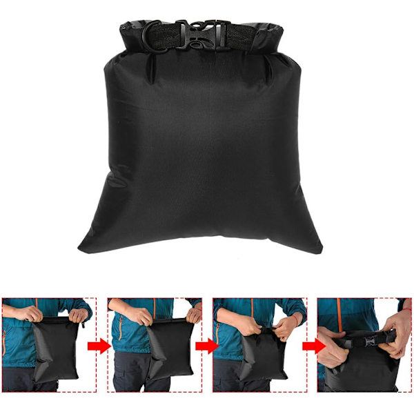 3-pakning vanntette poser - 3L, 5L og 8L tørre sekker for camping