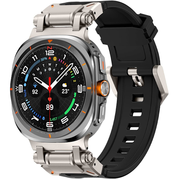 Kompatibel med Galaxy Watch Ultra Bands 47mm Tillbehör för Män Kvinnor, Silikon Gummiband för Rostfritt Stål Metallkontakt Ingen Gap Band