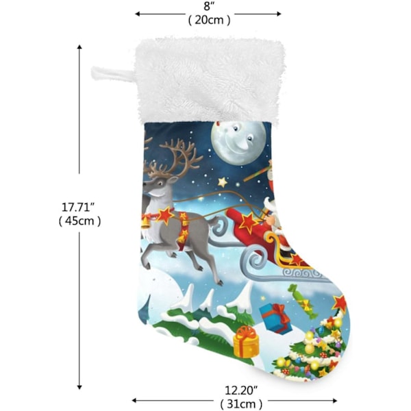 Julklapp, personliga julklappsstrumpor 2-pack Jultomten Rensa 45,7 cm Julstrumpor Hängande Ornament Eldstad för Träddekoration