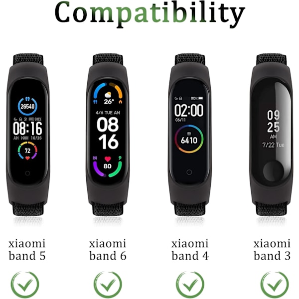 Nylon för Xiaomi Mi Band 5/ Mi Band 6, 3-pack mjukt armband