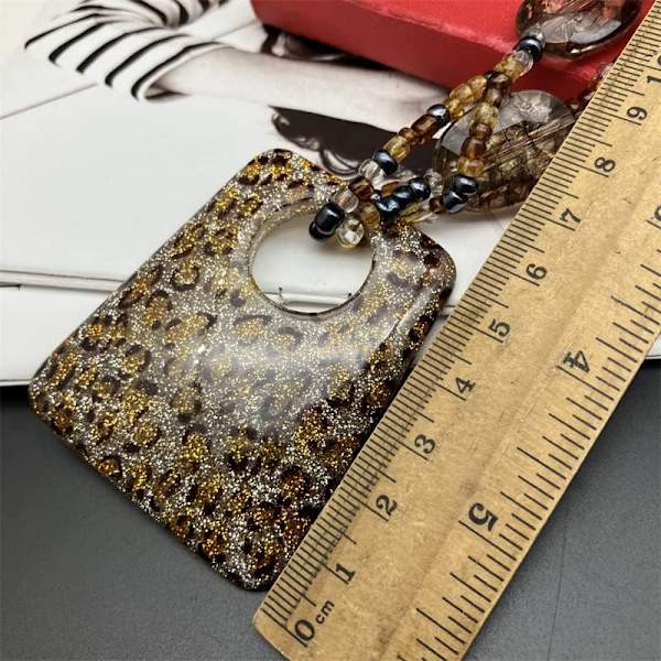 Akryl Geometrisk Hänge Halsband Långt Statement Pärlhalsband Leopard