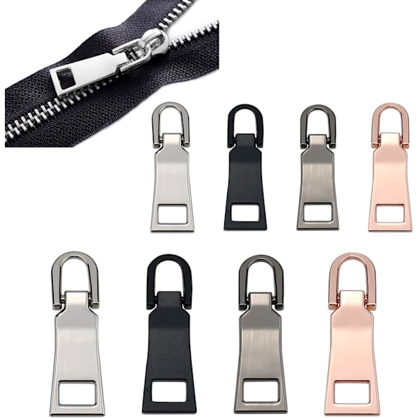 8 st dragkedjor dragkedjor ersättning - metall dragkedja fixare för DIY