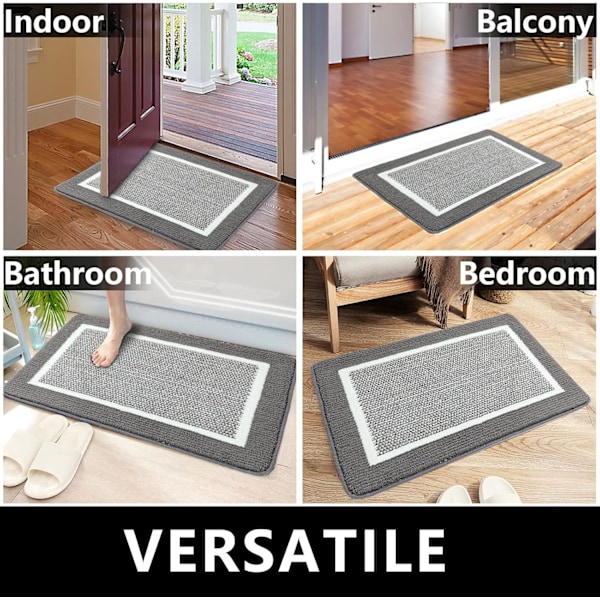 Grå lavprofil dør måtte - 20x32, skridsikker og absorberende
